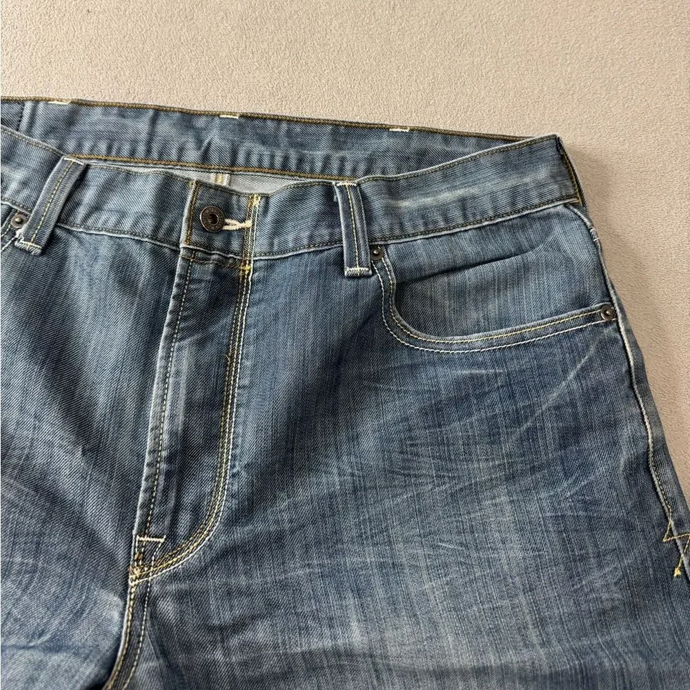 Levi’s 514 38X 32 Slim Straight Men’s Jeans Unique Pocket & Multi Color Stitch